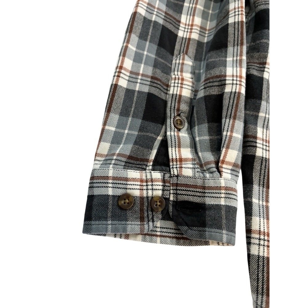 Carhatt Mens Medium Long Sleeve Button Down Shirt Plaid Grey/Brown Casual Attire - Picture 3 of 8